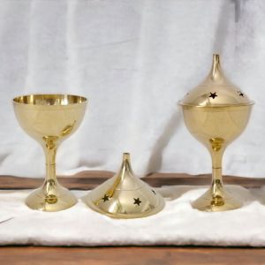 Brass Censer Burner 5.5" Bakhoor Incense Burner for Charcoal Herbs Resin Powder Wood Chips Incense Holder