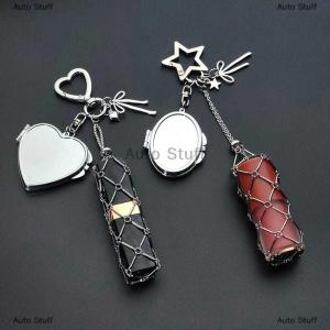 [COD] Auto Stuff กระเป๋าใส่ลิปสติกตาข่ายโลหะพวงกุญแจใหม่กระเป๋าแต่งหน้าแบบพกพาได้กระเป๋าใส่ลิปบาล์มพวงกุญแจห่วงโซ่กุญแจที่จับลิปสติกฝาครอบกระจก