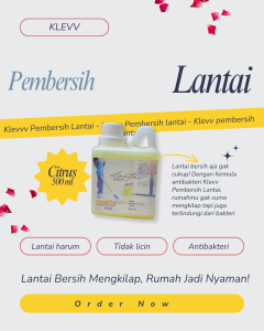 Klevv Lantai 500 ml – Sabun Pembersih Lantai Harum Tahan Lama Bersih Maksimal Ekonomis- lemon