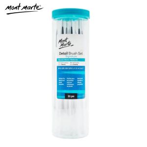 Mont Marte Detailer Paint Brush Set - Taklon Bristle Detailer Collection 15pc/Fine Detail 10pc/Assortment 11pc