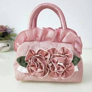 ELLIER Floral Decor Flower Silk Handbags Zipper Random Color Womens Elegant Handbag Fashion Handheld Ladies Clutch Bag Ladies/Girls