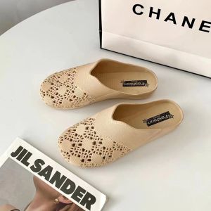 Free Shipping New Summer Outdoor Slip-On Sandals For Women Featuring A Hollow Design Flat Soles And A Fashionable Style