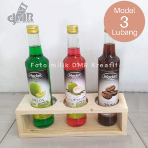 Rak Tempat Botol Sirup Kayu Kecap Minyak Saos Bumbu Plus Sendok Sedotan Es Teh Juice Lubang 7 Cm