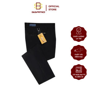 Quần Kaki Trung Niên BSAMIO Màu Đen Chất Vải Mềm Ống Suông Có Size Đại