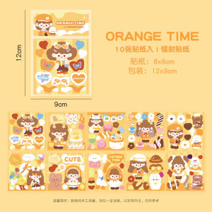 MOMO Laser Sticker DIY Guka Stickers Journalist Stickers MOMO酱雷射咕卡贴纸卡通手帐贴纸套装DIY女孩儿童咕卡贴