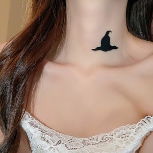 CHENJIE Đường thẳng trong suốt Dây chuyền hình dơi nhện Dây chuyền xương quai xanh Mũ phù thủy Vòng cổ Halloween tối màu Được cá nhân hóa Dơi Dây chuyền  dây Quà tặng Halloween