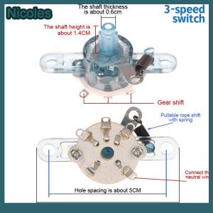 [Nicoles] Round Fan Speed Control Switch For Floor Fan Wall Fan Gear Switch Replacement Parts
