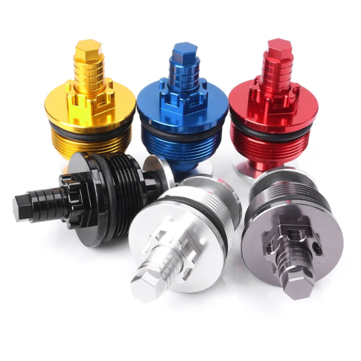 Pair Of Front Fork Adjustment Cap Bolts - For Honda XR200R (1988-2002), 6061-T6 Aluminum, Anodized