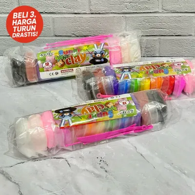SATU SET 12 WARNA Magic Clay Polymer Plastisin Lilin Malam Ajaib Mainan Ketangkasan Edukasi Anak