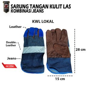 Sarung Tangan Kulit Las Tebal / Sarung Tangan Kerja Kulit Kombinasi Split Jeans Fitter Gloves