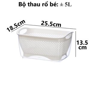 Bộ chậu kèm rổ chữ nhật Trong suốt đựng đồ rửa rau decor bàn ăn siêu đẹp