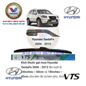 Gạt mưa Hyundai SantaFe đời từ 2006 đến 2022. Gạt mưa 5 khúc đa năng cao cấp VTS-A7. 1 đôi gạt mưa tặng 5 viên sủi rửa kính ô tô