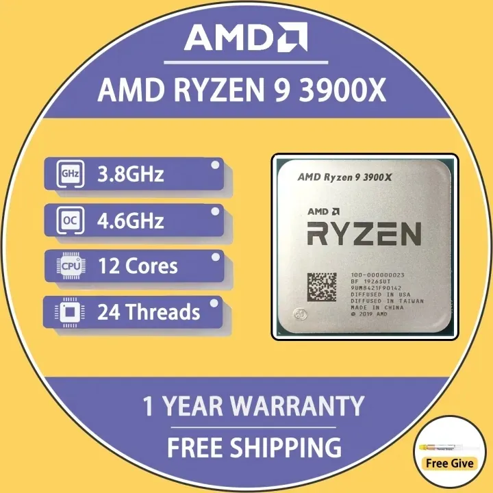 Used AMD Ryzen 3900X R9 3900X GHz Twelve-Core 24-Thread CPU