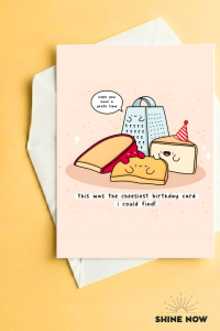 Funny Cheesy Birthday Card | “This Was the Cheesiest Birthday Card I Could Find” Pun Card |Cute Food Bday Card