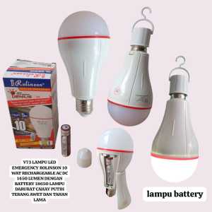 V73 LAMPU LED PUTIH EMERGENCY ROLINSON  10WAT 10 W EMERGENCICAS CASAN LAMPU AC DC 1450 LUMEN DENGAN.