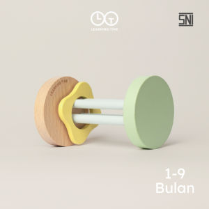 Learning Time Rolling Rattle For Tummy Time - Mainan Kayu Untuk Bayi Latihan Merangkak Usia 1-9 Bulan
