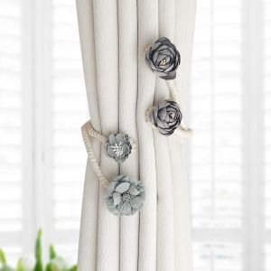 Decorative Curtain Rope Curtain Tiebacks Rose flower Curtain Tie Rope Without Punching