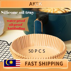 100pcs 20cm Air Fryer Disposable Baking Papers Non-Stick Steamer Round Parchment Paper Liners Ready Stock Malaysia