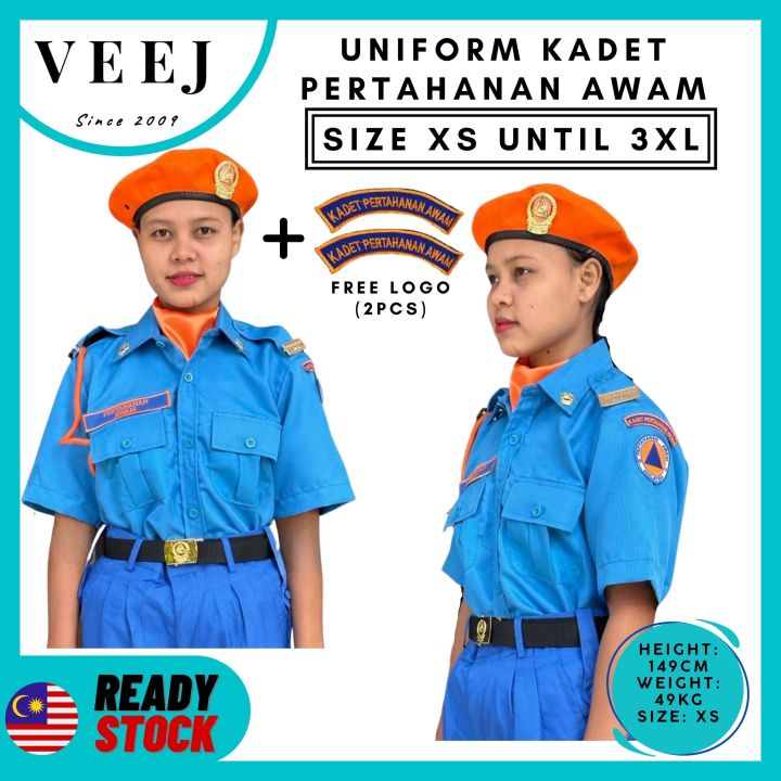 UNIFORM BAJU KADET PERTAHANAN AWAM NO.3 JPA KPA APM KAIN LICIN 100% POLYESTER PERSATUAN SEKOLAH KOKURIKULUM I KPA LENGAN PENDEK