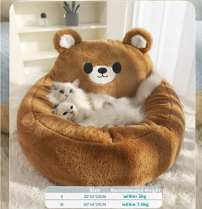 "Local Stock" Washable Fluffy Cat Bed Cute Round Cat Bed Plush Pet Bed with Waterproof Bottom Super Soft Calming Cat Sofa Indoor Cat Bed with Removable Cushion