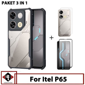 Promo Case 3in1 Itel P65 Shockproof Softcase Free Screen Protector dan Skin Carbon
