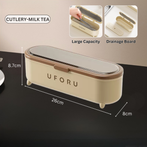 Ready Stock Food Grade Transparent Cutlery Storage Box Chopstick Fork Spoon Tableware Kitchen Stool Organizer Drainer With Lid Cover Dust Proof Insect Proof Kitchen Household Restaurant Cafe Bekas Kotak Simpanan Sudu Garpu Dapur Kedai Makanan Murah 餐具收纳盒