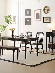Dining Table Vintage Chair Set Solid Wood French Home Use Small Apartment American Style Rectangular