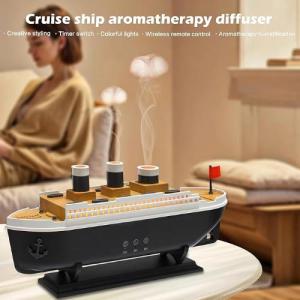 Boat-Shaped Aromatherapy Diffuser With 7-Color Adjustable Night Light 2 Mist Modes Air Humidifier Home & Office Decor