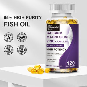 BzenWell Calcium Magnesium Zinc Capsules with Vitamin D3 & Citric Acid Promote Strong Bones & Teeth Supports Nerve & Muscle Function Enhance Immunity High Potency Dietary Supplement 120 Kapsul