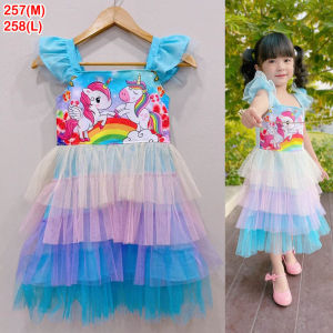 2-8ขวบ เดรสยูนิคอร์น แต่งกระโปรงมุ้งพาสเทล ชุดกระโปรง เดรสเด็กผู้หญิง เสื้อผ้าเด็กผู้หญิง ชุดเด็กผู้หญิง ชุดเด็กผญ ชุดเเจ้าหญิง [257]