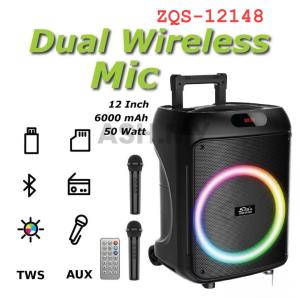SING-E ZQS-12131/ZQS-12132/ZQS-12148 12 inch Outdoor 40W Super High Power RGB Led Light Super Strong Bass Bluetooth Wireless Party Speaker with Karaoke Wireless MIC Audio