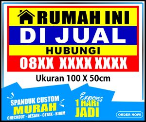 Banner RUNAH DI JUAL Spanduk RUNAH DIJUAL ukuran 100x50 / Banner RUNAH DI JUAL Spanduk RUNAH DIJUAL ukuran 100x50