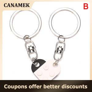 【 CANAMEK 】 2Pcs Love Heart Brick Keychain For Couples Friendship Birthday Jewelry Gift