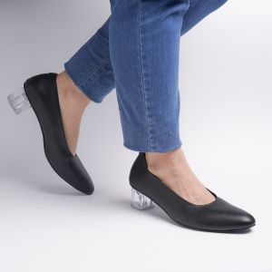 Zavatu Sepatu Pantofel Wanita Hak Kaca 5cm Big Size Jumbo 41 42 43 44 45 ZVT 226 Hitam