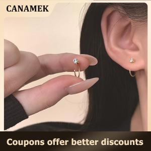 【 CANAMEK 】 1Pair Crystal Stud Earrings For Woman Korean Fashion Jewelry Party Girls Elegant Earrings Accessories