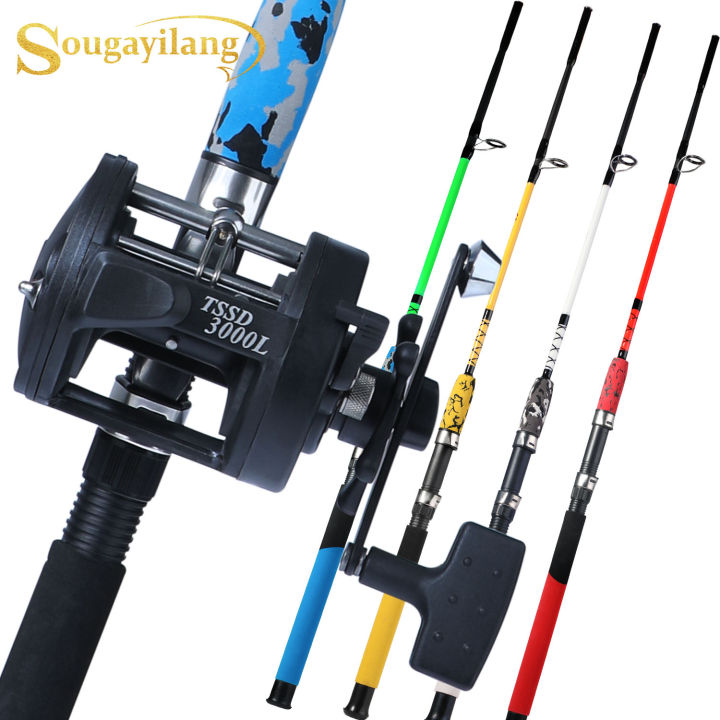 Sougayilang High Strength Strong Cheap Fishing Rod Combo 1.5m-2.4m Fishing  Rod with 3.8:1 Gear Ratio Fishing Drum Trolling Fishing Reel for Surfing  and Saltwater
