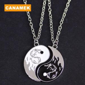 【CANAMEK】 Fashion Dragon Figure Yin Yang Adjustable Bracelet Tai Chi Couple Necklace For Boyfriend Girlfriend Valentines Day Jewelry Gift