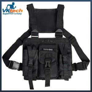 กระเป๋าคาดหน้าอกชาย Oxford ผ้า MOLLE Chest Packs ปรับหลายกระเป๋าน้ำหนักเบาสำหรับอุปกรณ์ตั้งแคมป์กลางแจ้ง