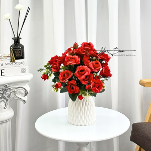 [TẶNG BÌNH] 5 Cụm TẶNG Bình - Hồng 7 Bông Dài 31cm Hoa Giả Trang Trí Phòng Khách Decor Tết Hoa Lụa LyLy Decor