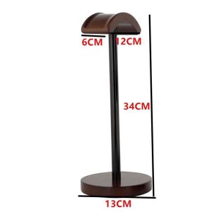 💟SOLUTION65💟 Walnut Wood and Metal with Non-Slip Pad Gaming Headphone Stand Headphone Holder Headset Stand Wood Headset Holder Headphone Hanger Gaming Headphone Hook Wood Gaming Headset Stand Universal Wooden Headphone Stand Hanger