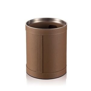 FFBH Leather Trash Can Without Cover Large Capacity Trash Cans Stainless Steel Office Waste Bin Home Living Room Kitchen Waste Bins 5B8Q6