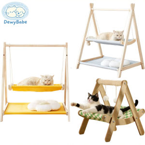 DewyBabe Cat Hammock Double-layer Cradle Bed Solid Wood Cat Nest Tilam Buaian Kucing 猫吊床