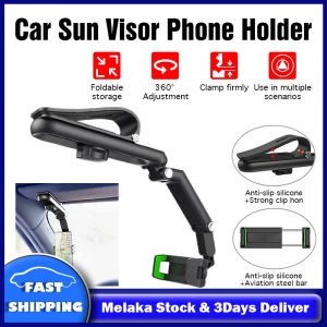 Multifunctional Car Sun Visor Phone Holder 1080 Rotatable Car Clip Car Cell Phone Bracket Adjustable Car Mount Holder Pemegang Telefon