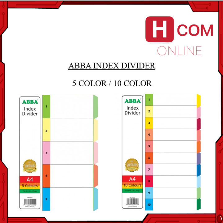 ABBA A4 5 Color / 10 Color Index Divider | Lazada