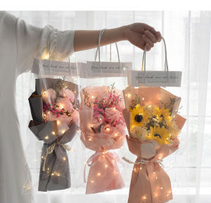 Preserved Baby Breath mix with 6 Soap Rose Flower Sunflower Bouquet | Bunga | Valentine | Anniversary | Birthday