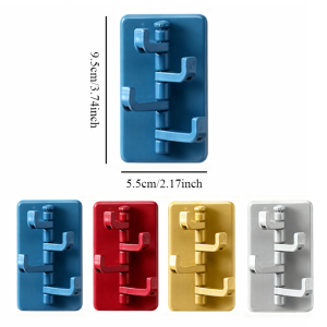 4PCS Colorful Hanging Hook With Adjustable 4 Hook Wall Mounted Self Adhesive Kitchen Home Hang Racks