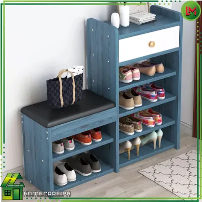 HOMECARE PH. Shoe Bench Storage Cabinet Rack Hallway Cupboard Organizer with Seat Cushion