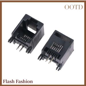 [Falsh F] 10PCS RJ11 Telephone Socket Curved Pin 95001 4P4C 6P6C 6P4C Female Jack Pcb Connector Telephone Socket