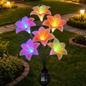 JAYQQ Solar Powered Solar Garden Light Waterproof LED Simulated Lawn Decoration Light Decorative Rose Flower Design Outdoor Garden Decor For Women