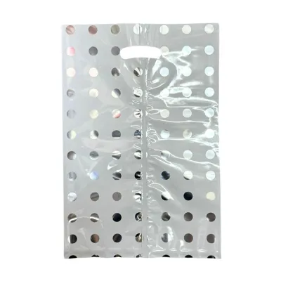 CGS 19x28cm Polka Dot Metallic Loot Bag (Silver Dots) 10pcs